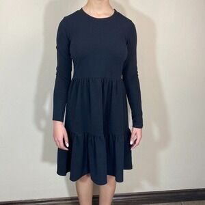 SHEIN LOOSE FITTED BLACK RUFFLE DRESS